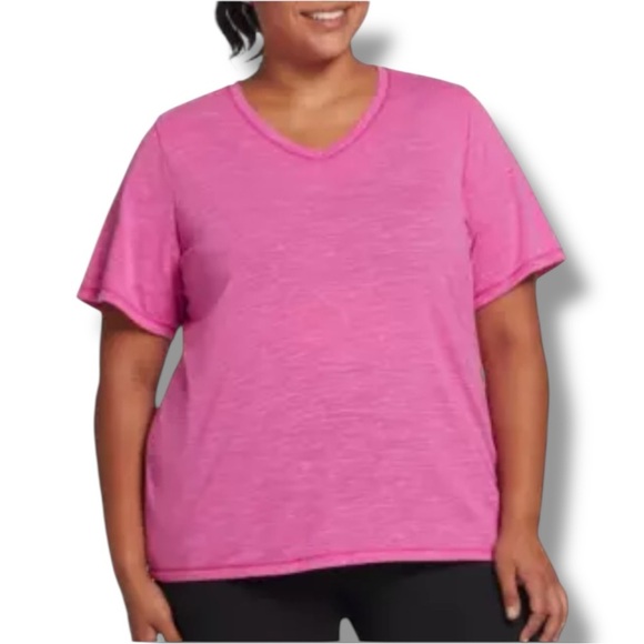 DSG Women's Core Cotton Jersey V-Neck T-Shirt - 1X Berry - Picture 1 of 13